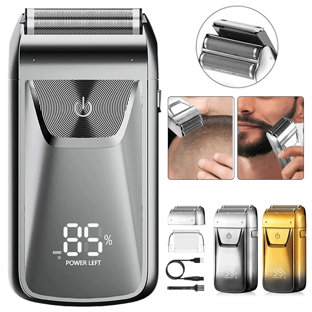Electric Foil Razor for Men 2-in-1 Cordless Shaver ，Cordless USB Wet dry Beard Trimmer With Adjustment Blade Shaver，Maquina Electrica,Ipx7 Waterproof Shaver ,Hoildays Gift