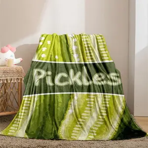 Pickle Letter Pattern Throw Blanket for Bedroom, 1 Count Rectangle Soft Air-conditioning Quilt with Storage Bag for Home Couch Bed Sofa Office, All Season Blanket, Breathable Comfortable Blanket, Comfy Bedding for Halloween Decor