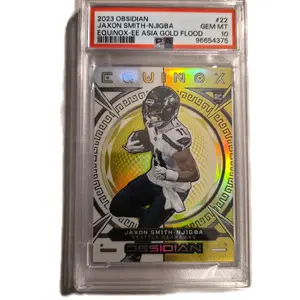 Panini 2023 Obsidian Jaxon Smith-Njigba #22 PSA 10 Gem Mint Gold Flood Card Pristine Condition Collectible Sports Card