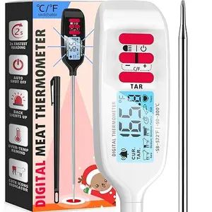 Digital Meat Thermometer with Backlight, Long Food Temperature Probe Instant Read Food Thermometer for Cooking and Baking, Kitchen, Candy, Grill, BBQ, Oil - Battery Included