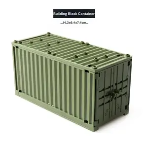 Four-Color Modular Container Building Blocks, Realistic Stripes, High Compatibility, Military Theme Decor, Assemble Design, Sandbox Props
