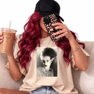 Vintage Bride of Frankenstein Portrait T-Shirt | Horror Movie Art Tee