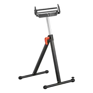 VEVOR Roller Stand, 250 lb Load Capacity, 27 in-43 in Adjustable Height, Folding Heavy Duty with Edge Guides & 11.5 in Polished Steel Roller Head, for Table Saw Outfeed Woodworking Extension Support,summervibes
