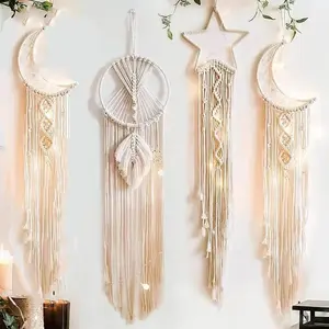 Boho Macrame Dream Catcher - Handwoven Wall Hanging