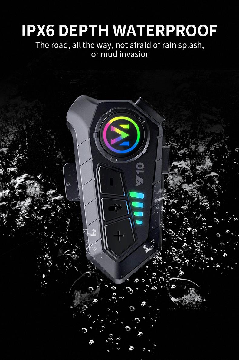 Y10 Motorcycle Helmet Headset Stereo Voice Control Bluetooth Hands Free Call  2000mAh With Ambient Light