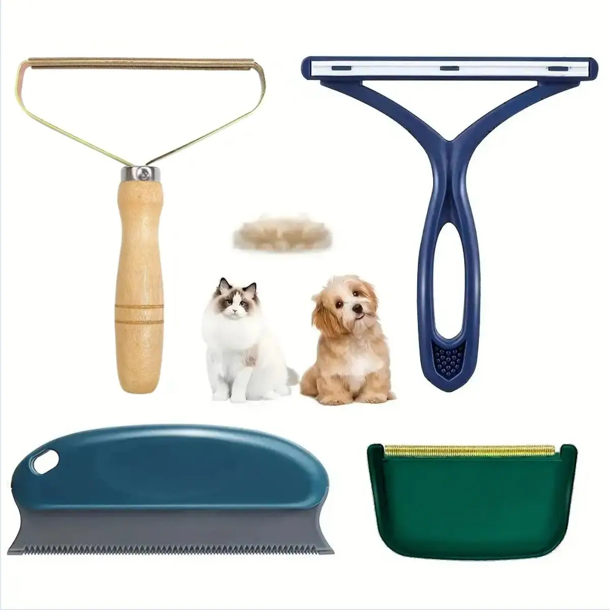 Reusable Pet Hair Remover Kit, 4 Counts/set Pet Hair Remover Tool for Cat & Dog, Portable Hair Remover Scraper Brush for Carpet, Couch, Rugs, Car Upho