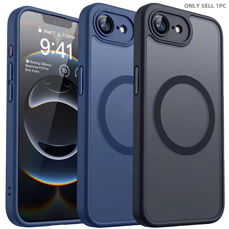 Enhanced Magnetic Protective Phone Cover Protector Casing for iPhone 17E, 16E with Complete Camera Shielding, Translucent Matte End, Shock-Resistant Design, Shockproof Protective, And Wireless Charging Compatibility