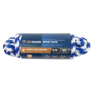 MIBRO Tru-Guard Blue Smooth Flexible Braided Polypropylene Derby Rope, 0.62 in. x 50 ft., Floats, Lightweight (Tools & Hardware, Ropes Chains & Pulleys), Flexible Braided Ropes