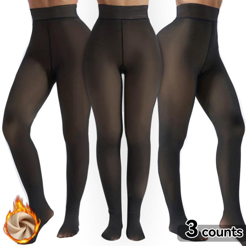 Women's Sheer Fleece-Lined Tights – Thick Warm Winter Thermal Leggings, Translucent Pantyhose for Cold Weather