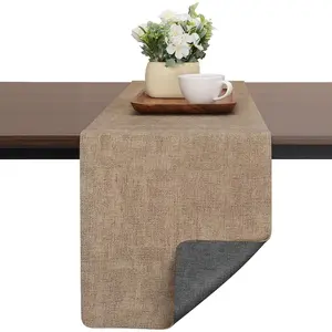 Table Runners 72 Inches Long, Dual-Sided Faux Leather Farmhouse Table Runner Waterproof Heatproof Non-Slip for Living Room Party Home Decor Holiday Decorations(Gray Beige, 12 x 72 Inch)