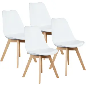 Dining Chairs Set of 4 Mid-Century Modern Dinning Chairs, Living Room Bedroom Outdoor Lounge Chair PU Leather Cushion and Wood Legs