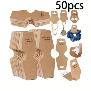 50 Pieces Cowhide Paper Jewelry Display Cards DIY Bracelet Necklace Showcards Professional Accessories, Diy Jewelry Making, Wood Material, No Choking Hazard, Diy Beading Accessories