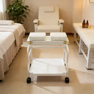 CNCEST Foldable Foot Spa Trolley 39.7lb Capacity Rolling Cart with Brake Wheels Heavy-Duty Wood Top for Pedicures & Massage (Assembly required) Salon Equipment