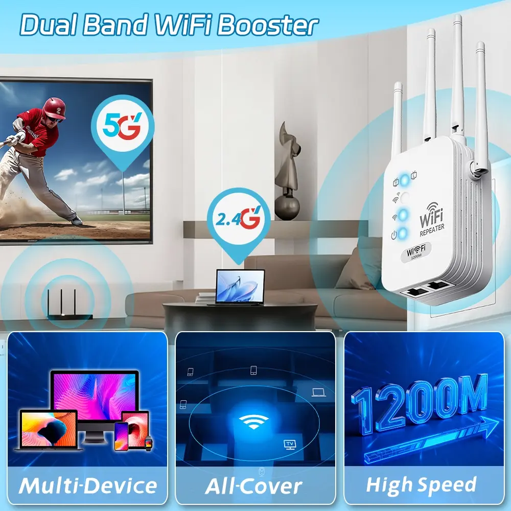 2026 Model Network-Enhanced WiFi Signal Booster, Dual-Band 5GHz