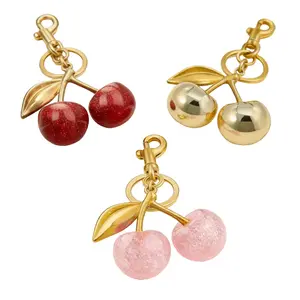 Cute Cherry Design Sparkly Bag Charm, Fashionable BagKeychain for Women & Girls, Trendy All-match & ExquisiteBag Charm for Birthday Gift, Purse Accessories