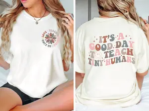 Women's Spring Teacher Shirt Teacher Appreciation Gift It's A Good Day To Teach Tiny Humans Teacher Shirt Teach Love Inspire Cotton Sleeve