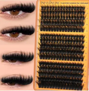 Fluffy Lash Clusters with Spikes 200D+260D+300D Cluster Eyelash Extensions Thick Eyelash Clusters Faux Mink Individual Lashes Full Volume Cluster Lashes 12-20MM Reusable Eyelashes by TNFVLONEINS