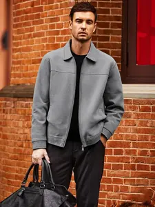 Men's casual jacket, zipper closure - lapel design, light business style deer fur jacket, wear-resistant fabric, machine washable, suitable for daily life, work travel, outdoor leisure and formal wear - (spring/autumn/winter)