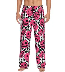 Pink Pumpkin Skull Halloween Pajama Pants – Pastel Goth Spiderweb Sleep Bottoms, Cute Spooky Gift for Men & Women