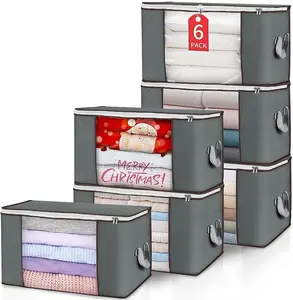 Joy Clothes Storage, Foldable Large Blanket Storage Bags with Zippers, Storage and Organization for Clothing, Comforter, Bedding, Toys, Closet...