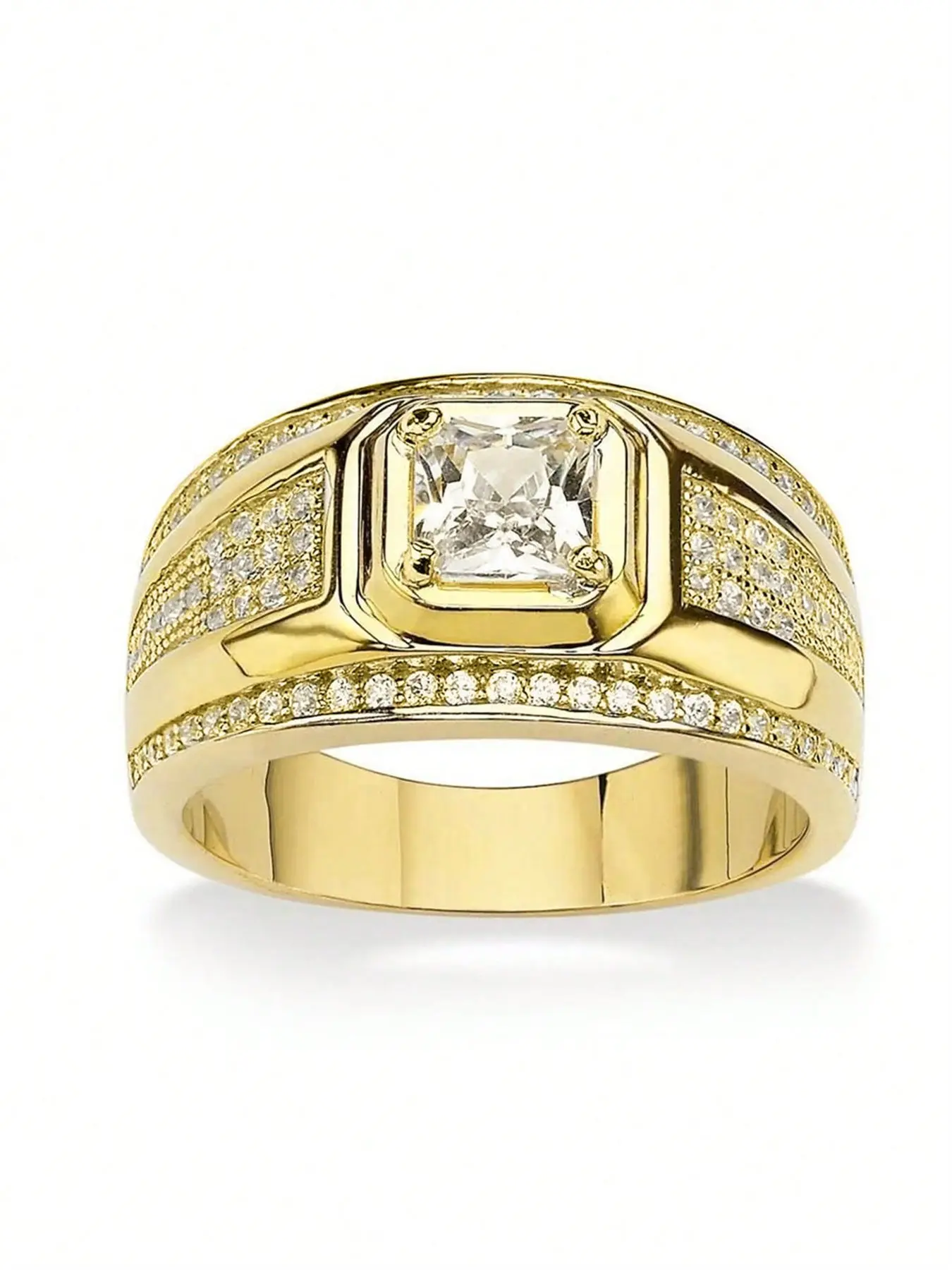 1 PC Glamorous Cubic Zirconia Ring Beautiful Rings Solitaire Engagement Ring For Men Party Accessories Jewelry Gift