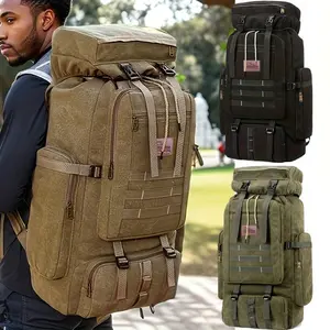 1-Pack | JSERYISGN 90L Vintage Canvas Expedition Pack | High Capacity for Challenging Terrains