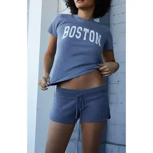 John Galt Women's Navy Marcie Curved Sweat Shorts