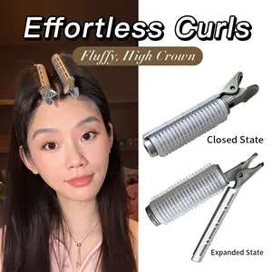3 pcs No Heat Hair Rollers with Clip, Self-Grip Root Volume Curler Clips, Fluffy Hair Styling Tools for Women