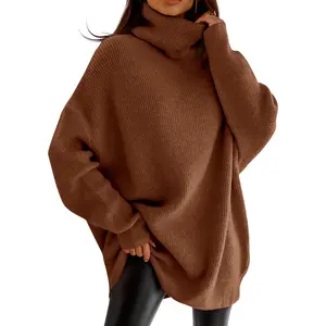 Turtleneck Oversized Sweater Batwing Chunky Pullover Sweater Casual Fall Loose Knit Jumper Top