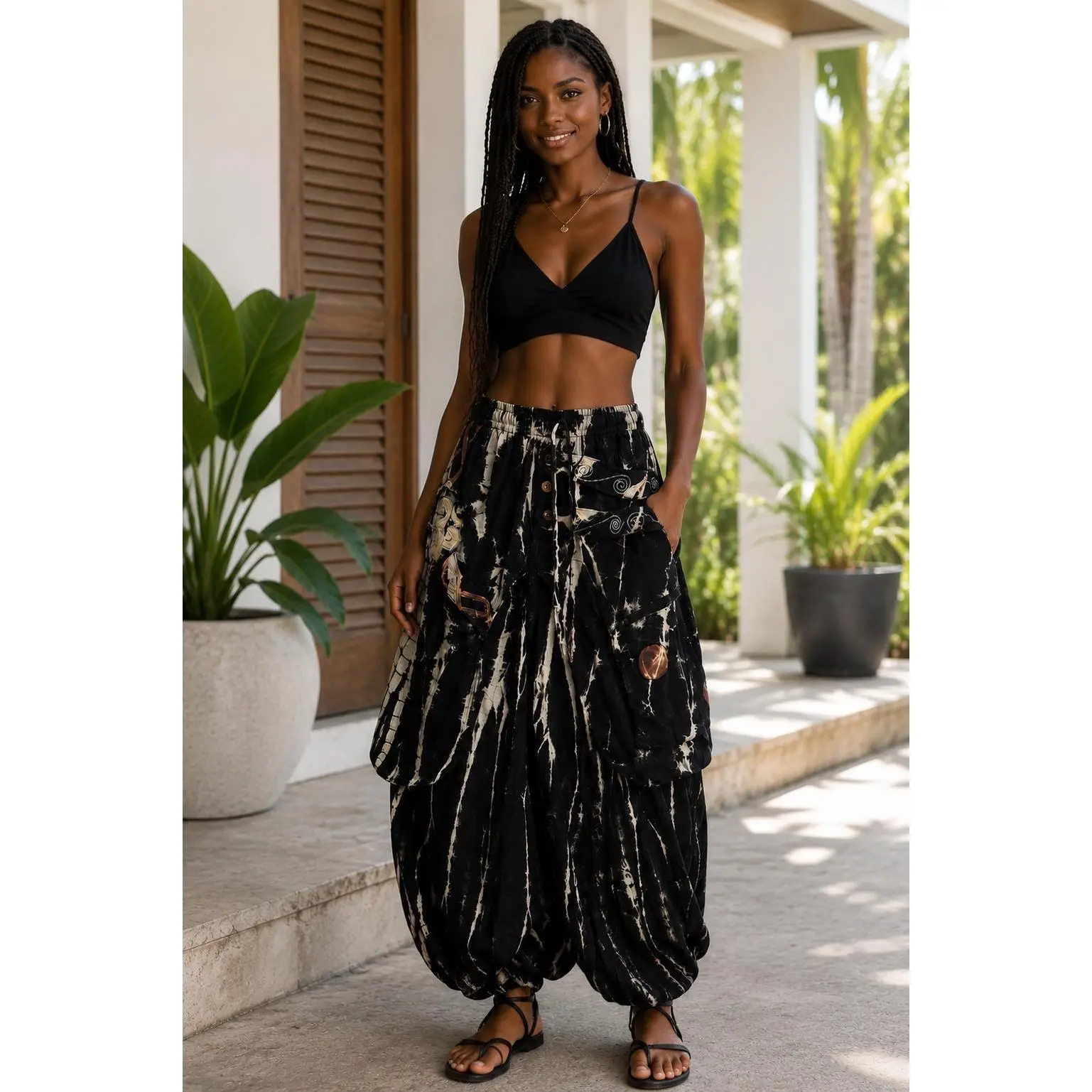 Women's Tie Dye Harem Pants, Boho Trousers, Festival Clothing Women, Hippie Drop Crotch Pants, Wide Leg Yoga Joggers, Baggy Festival Pants Adjustable Belt