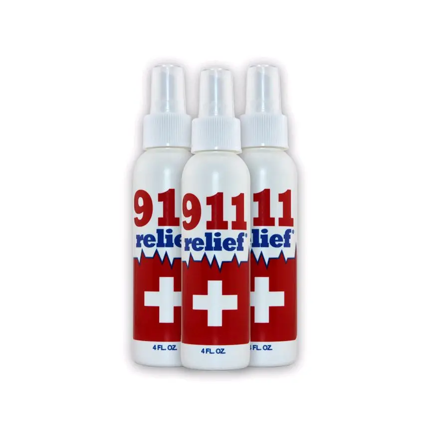 911 Relief - 4 FL OZ Spray for Insect Bites, Sunburn, Jellyfish Stings, Burns, Poison Ivy & Antibacterial Protection - Made in the USA