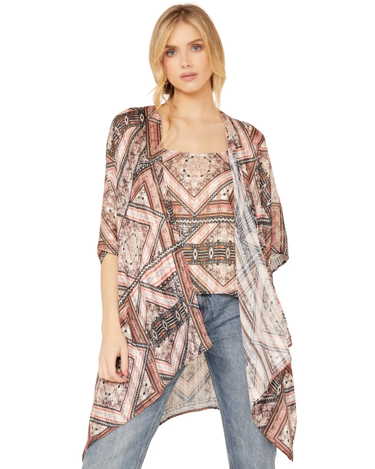 Shyanne Women's Women'S Pec Printed Bohemian Cami / Kimono Set - Swsp23w99