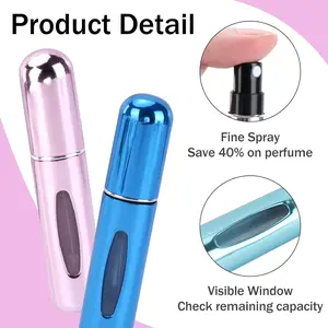 SURUIHK 10Pcs 5ml Refillable Travel Perfume Atomizer Bottles - Aluminium Canister, ABS Glam Storage, Lightweight Leak-Proof, Multicolor Portable Scent Pumps, Transparent Window Organiser, Travel Ready for On-the-Go Use