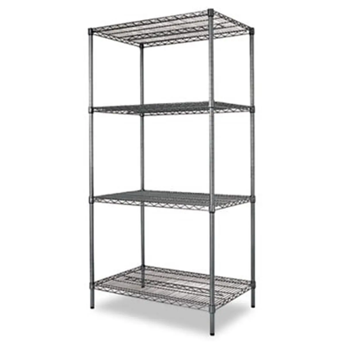 212 MAIN Durable Industrial Steel Wire Shelving Kit - 4-Layer, Adjustable, Corrosion-Resistant Open Organizer Storage Rack Set, 36"x24"x72" Black Shelves for Food Service Outdoor/Indoor Use