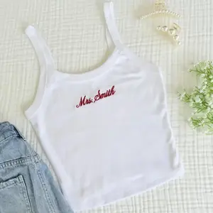 Custom Embroidered Bridal Tank Top Mrs Name – Personalized Wedding Top for Bride, Bridesmaid Gift, Honeymoon Outfit, Bachelorette Shirt