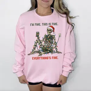 Everything is Fine Christmas DTG Printed Christmas Sweatshirt or T-Shirt