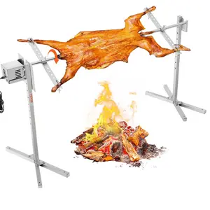 VEVOR 60W Rotisserie Grill with Hooded Cover, 56 Inch Pig Lamb Goat Rotisserie Grill Roaster, 286Lbs Capacity, Stainless Steel Charcoal Spit Roaster with Lockable Wheels, for Camping Outdoor BarbecueVEVOR Super Brand Day