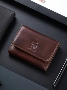 Men's Vintage Genuine Leather Three-Fold Wallet, 7 Card Slots, Large Cash Compartment, Zipper Coin Pocket, Stylish and Functional, Trifold Wallets, Leather Cowhide Wallet