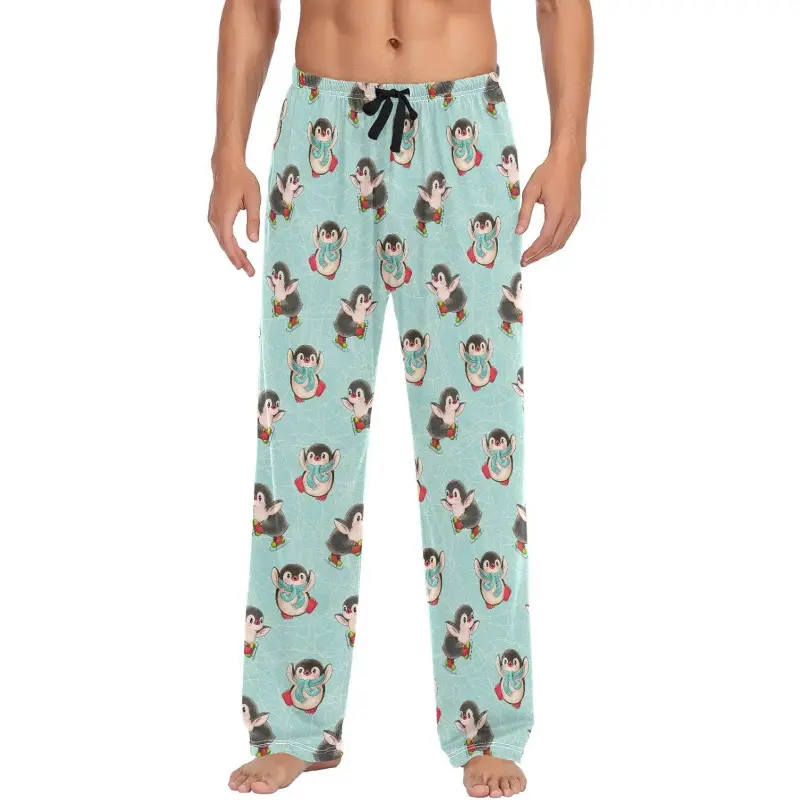 Men's Pajama Pants Super Soft Cute Penguins Sleep Lounge Pants Pjs Bottoms with Pockets