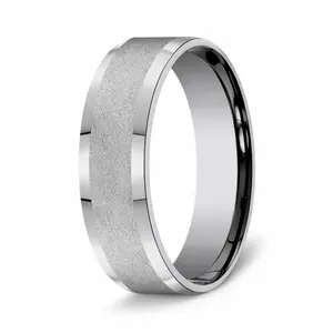 The Officer 7mm Tantalum Swirl Finish Beveled Edge Mens Ring