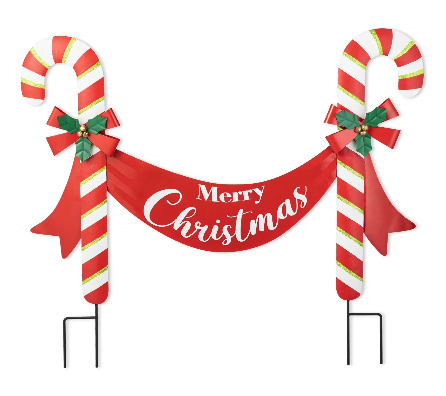Glitzhome 36"L MERRY CHRISTMAS Candy Cane Gar den Stake Glitzhome 36"L MERRY CHRISTMAS Candy Cane Gar den Stake