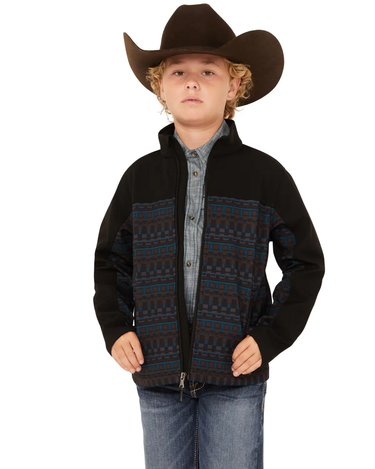Cody James Boys' ' Color Block Pattern Softshell Jacket - Cbho23o16-Blk