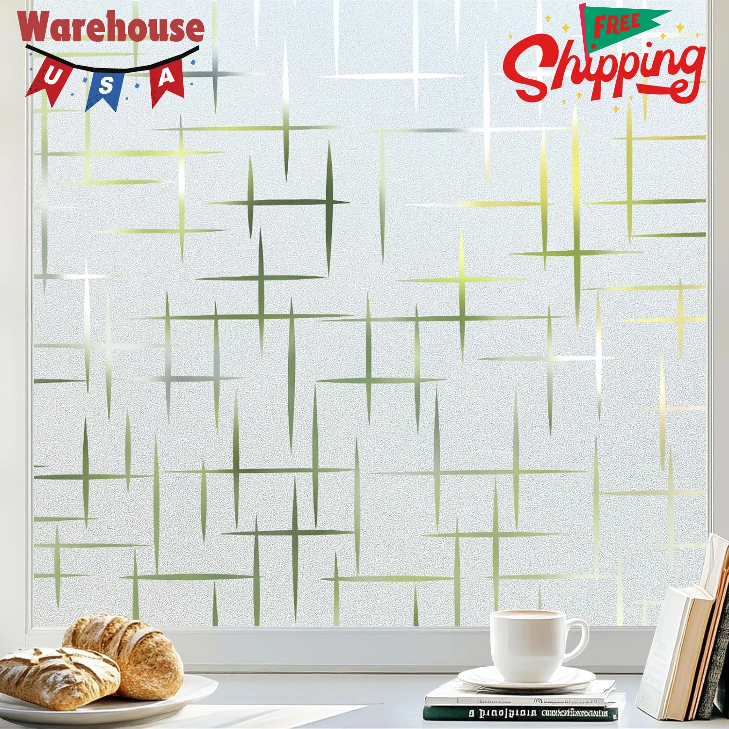 Window Privacy Film Frosted Glass Window Film 17.5" x 78.7"