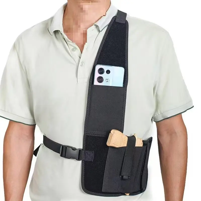 Tactical Shoulder Holster with Phone Pouch, Durable Nylon Concealed Carry Rig with Secure Adjustable Waist Band for Travel & Outdoor Use, Sports