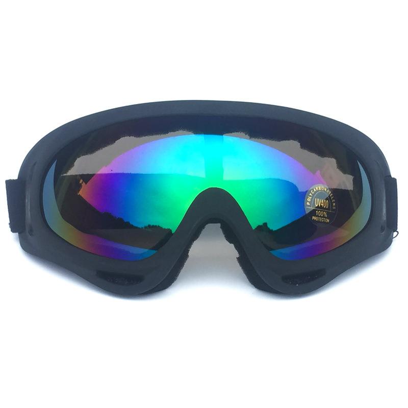 Unisex Windproof Ski Goggles - OneSize, Black Frame Orange/Blue Frame Colorful Film, Lightweight Secure Fit, Anti-Fog UV Prevention Durable PC Plastic Lens, Wide Viewing Angle, Functional Look for Multiple Sports, Pc Lens