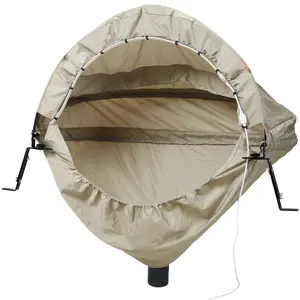 Gray Nylon Universal Miter Saw Dust Collection Hood with Storage Bag, 4 Inch Outlet Dust Capture Cover Easy Connect Vacuum Cleaner Dust Shield for Workshop Woodworking Cutting Dust Removal