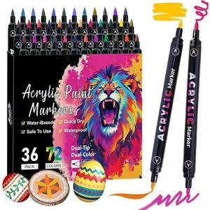72 Colors Two-Color  Tip   Markers Pens, 36 Pack Brush tip coloring markers for adults DIY Crafts Art Supplies Stocking Stuffers for Rock, , Fabric, Glass, Christmas Gifts