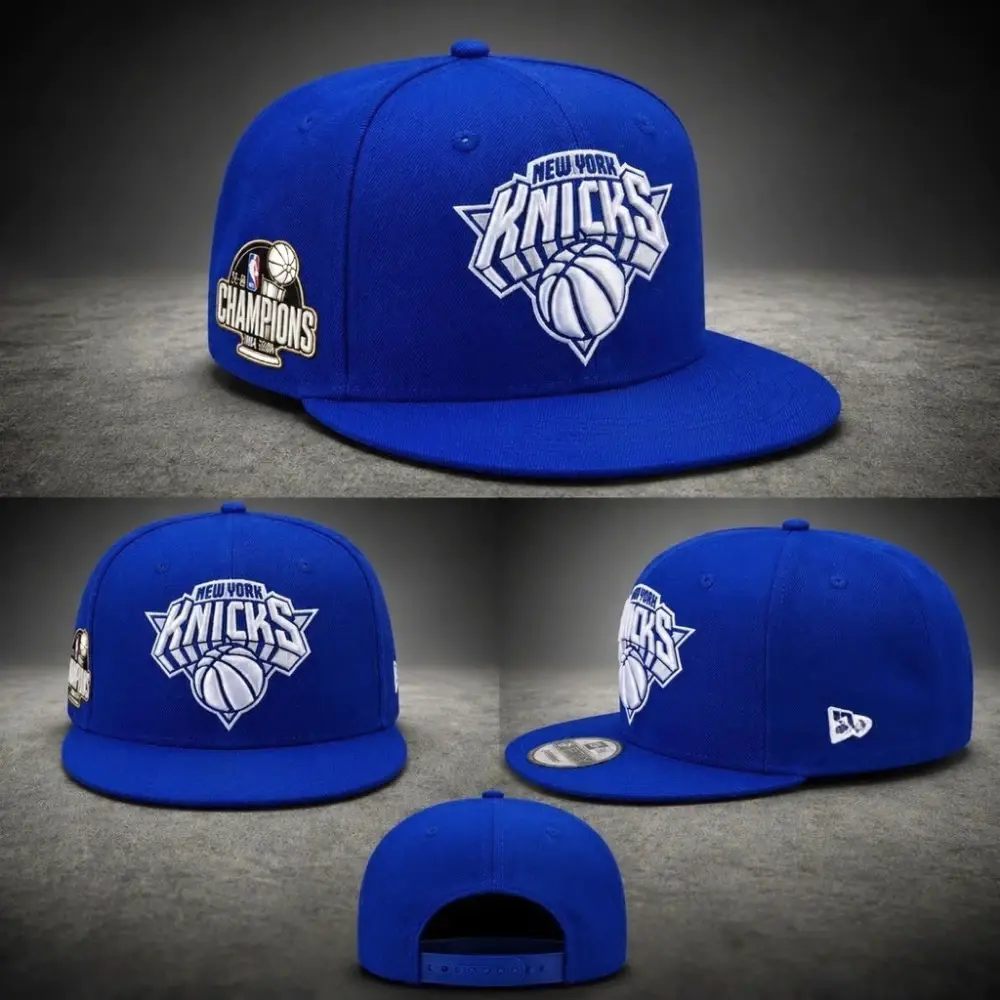 Knicks 2026 Champions Snapback Hat – Black White Sidepatch 9FIFTY Cap, Basketball Fan Collectible