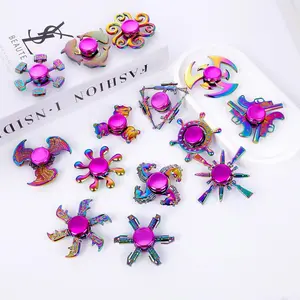 Colorful Alloy Fidget Spinner Set, 4 Pack Random Styles, Stress Relief Metal Finger Gyro, Rotating Hand Toy for Kids & Adults, Stress Relief Gadgets, Stress Relief Fidgeting
