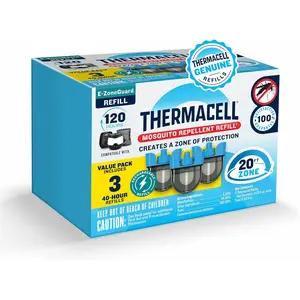 Thermacell Rechargeable Mosquito Repeller Refills; Advanced Repellent Formula Provides 20 Foot Protection Zone; Compatible with Thermacell E-Series & Radius Only; No DEET, Spray or Flame
